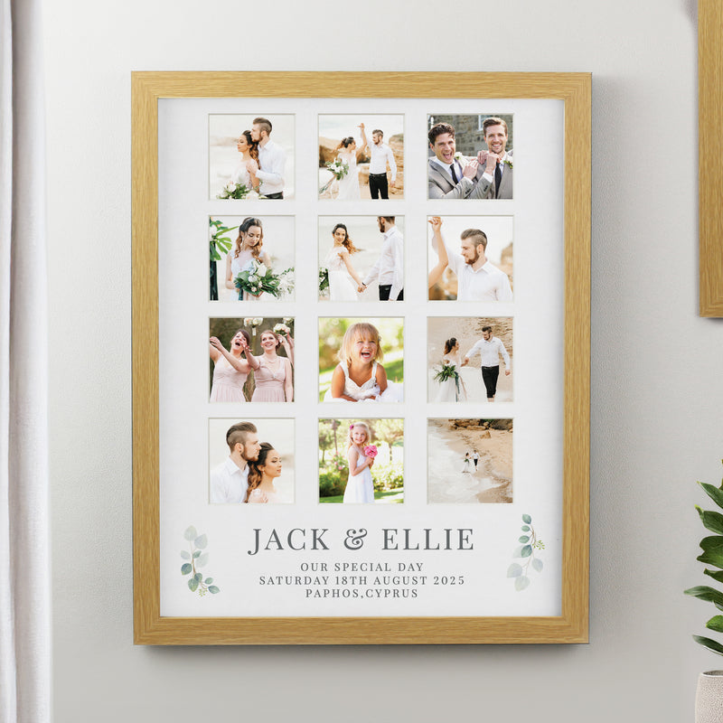 Personalised Wedding Oak Multi Photo Frame