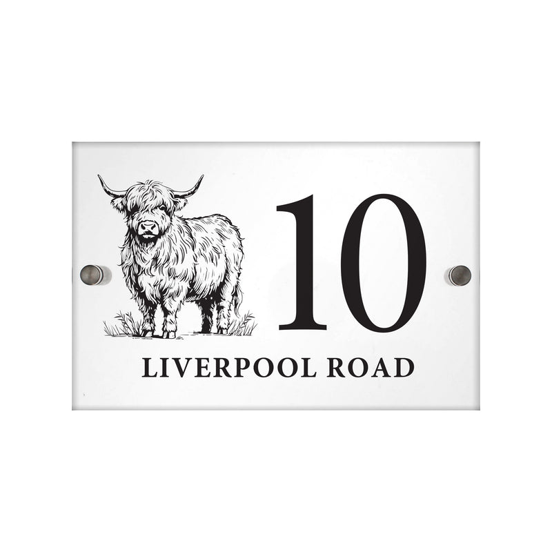 Personalised Highland Cow Acrylic House Sign