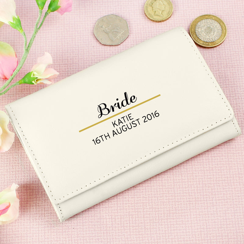 Personalised Cream Leather Purse