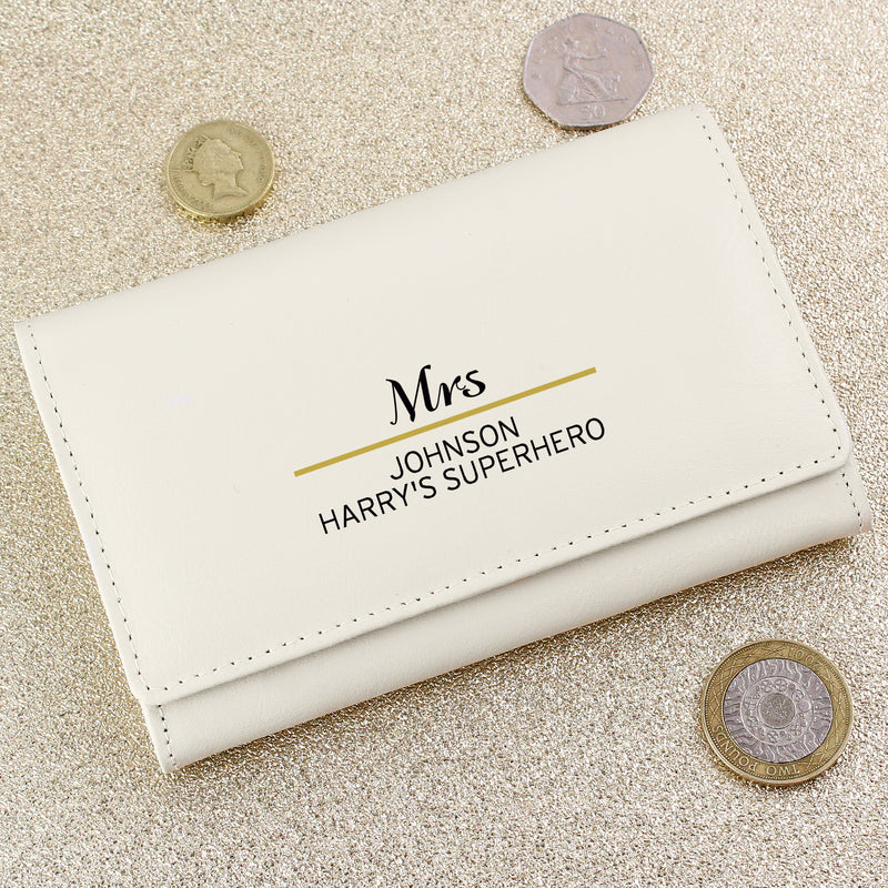 Personalised Cream Leather Purse