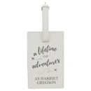 Personalised 'Lifetime of Adventures' Cream Luggage Tag