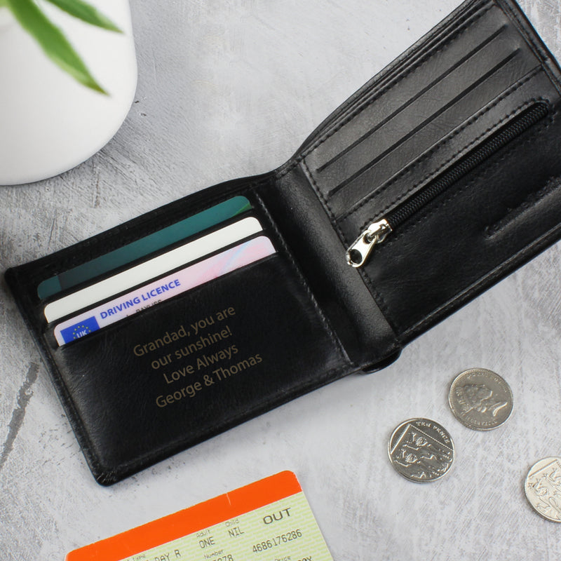 Personalised Black Leather Wallet