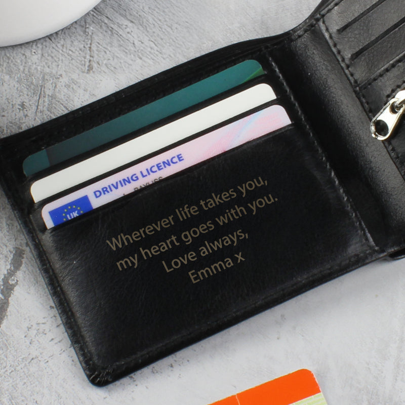 Personalised Black Leather Wallet