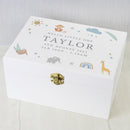 Personalised Safari Animals Small Wooden Keepsake Box