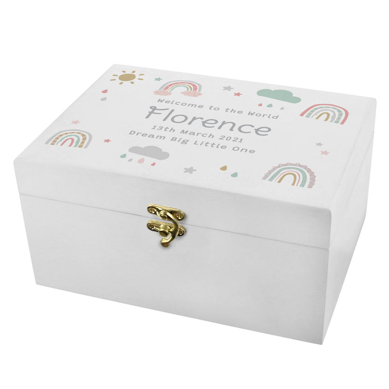 Personalised Rainbow Small Wooden Keepsake Box