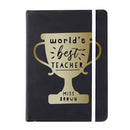 Personalised Worlds Best Teacher Trophy Black Hardback Notebook