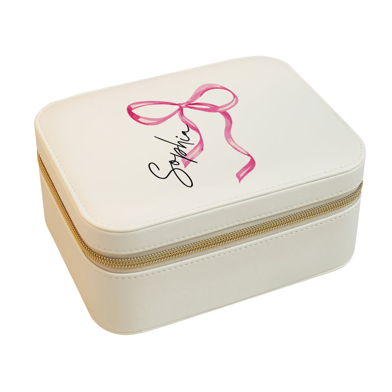 Personalised Bow Travel Jewellery Box