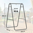 Outsunny Hammock Chair Stand Only, Hanging Chair Stand, 150 KG Load, Black