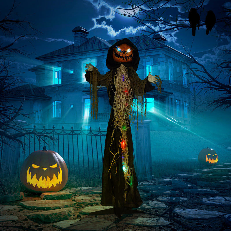 HOMCOM Straw Pumpkin Halloween Prop for Indoor Outdoor Decoration