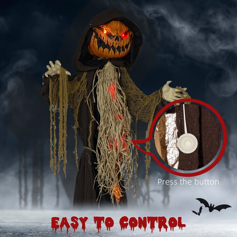 HOMCOM Straw Pumpkin Halloween Prop for Indoor Outdoor Decoration