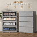 HOMCOM Bedroom Chest of Drawers, 4 Drawers Dresser, Drawer Unit, Grey
