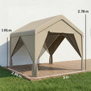 Outsunny 3 X 3 M Outdoor Patio Gazebo With Netting And Curtains, Khaki