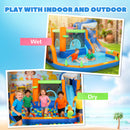 AIYAPLAY Inflatable Bouncy Castle For Kids Sharks Theme With Slide, Ball Pit