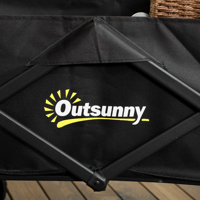 Outsunny Folding Outdoor Storage Trolley Cart Bag Telescopic Handle Brakes Black