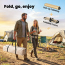 Outsunny 4ft Folding Camping Table, Picnic Table with Roll Up Top, Brown