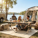 Outsunny 4ft Folding Camping Table, Picnic Table with Roll Up Top, Brown
