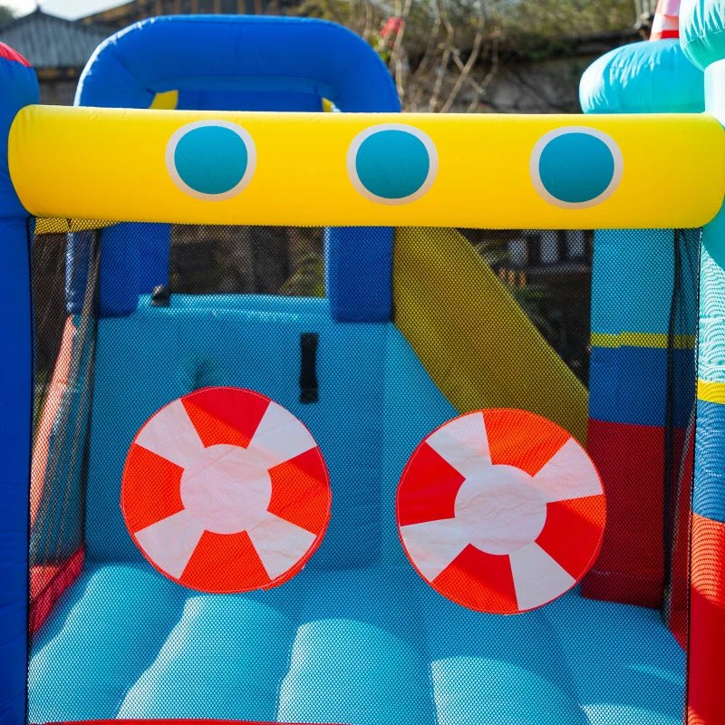 Outsunny Bouncy Castle with Slide and Pool