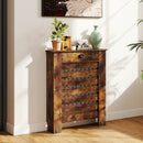 HOMCOM Radiator Cover With Drawer, Horizontal Slat, Rustic Brown