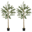 HOMCOM 2 Pack Indoor Artificial Plants, Faux Potted Silk Olive Trees