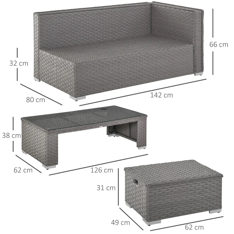 Outsunny Outdoor Rattan Sofa Corner Set 6 Piece - Grey