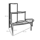 Outsunny 3 Tier Metal Corner Plant Stand for Garden Balcony Patio, Black