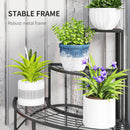 Outsunny 3 Tier Metal Corner Plant Stand for Garden Balcony Patio, Black