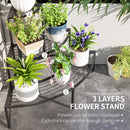 Outsunny 3 Tier Metal Corner Plant Stand for Garden Balcony Patio, Black