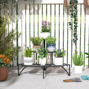 Outsunny 3 Tier Metal Corner Plant Stand for Garden Balcony Patio, Black