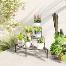 Outsunny 3 Tier Metal Corner Plant Stand for Garden Balcony Patio, Black