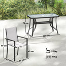 Outsunny Garden Dining Set With Umbrella Hole, Stackable Chairs, Light Grey
