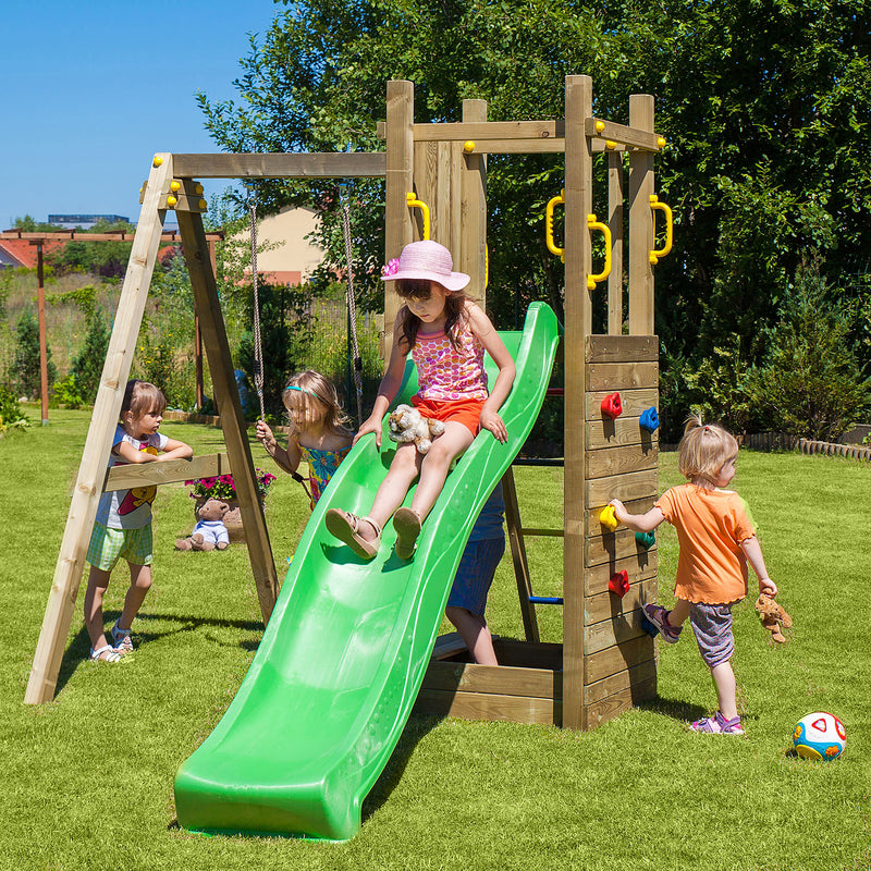 Rumble Ridge Rock Wall  Playfort With Single Swing