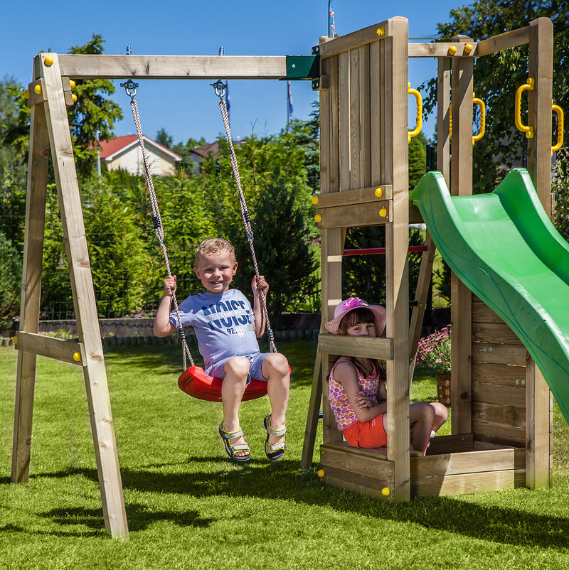 Rumble Ridge Rock Wall  Playfort With Single Swing