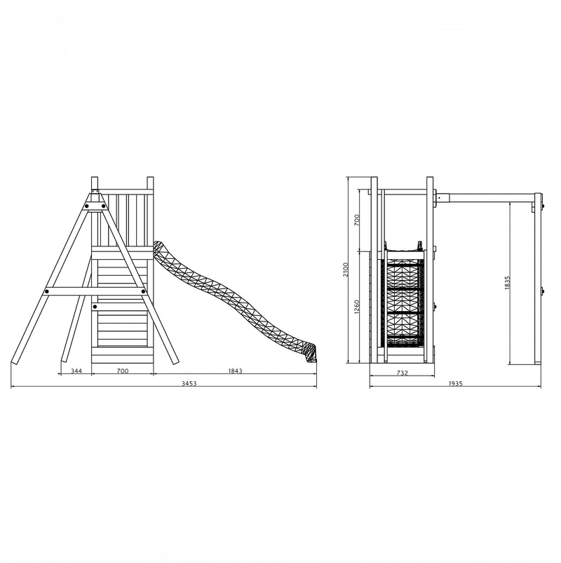 Rumble Ridge Rock Wall  Playfort With Single Swing