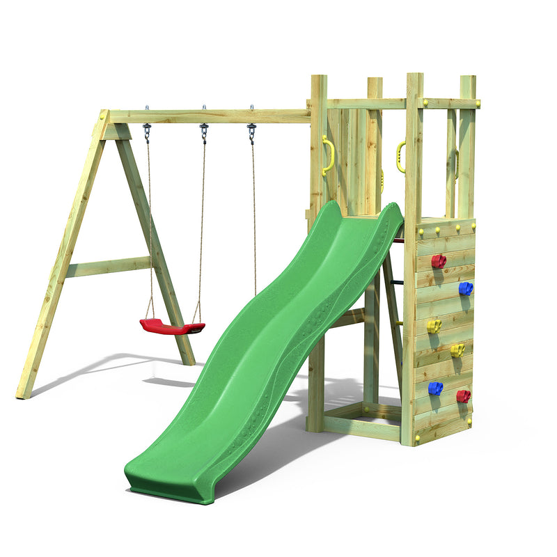 Rumble Ridge Rock Wall  Playfort With Double Swing