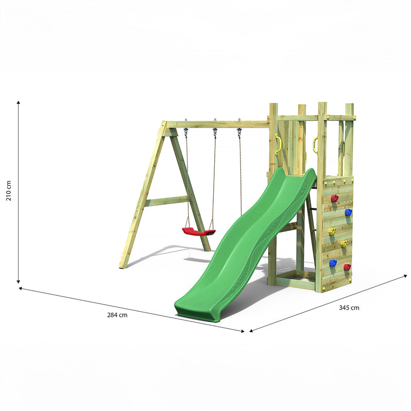Rumble Ridge Rock Wall  Playfort With Double Swing