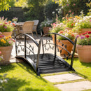 Outsunny 1.2M Metal Garden Bridge with Safety Railings, Outdoor Pond Bridge