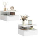 HOMCOM Modern Nightstand Set of 2, Wall Mounted Bedside Cabinet, White