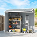 Outsunny 8 X 4 Ft Resin Garden Shed With Floor, Lockable Doors, Light Grey