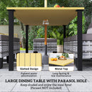 Outsunny 7 PCS Rattan Garden Dining Set with Cushions, Umbrella Hole, Grey