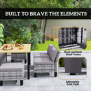 Outsunny 7 PCS Rattan Garden Dining Set with Cushions, Umbrella Hole, Grey