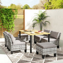 Outsunny 7 PCS Rattan Garden Dining Set with Cushions, Umbrella Hole, Grey