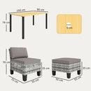 Outsunny 7 PCS Rattan Garden Dining Set with Cushions, Umbrella Hole, Grey