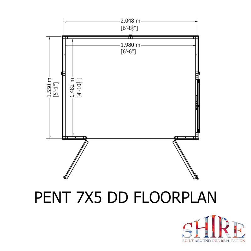 Pent Double Door Shiplap Shed