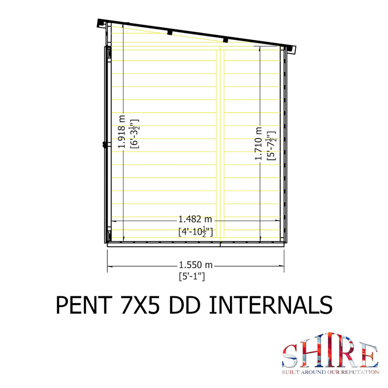 Pent Double Door Shiplap Shed