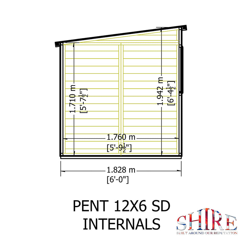Pent 12 X 6 Shiplap Shed
