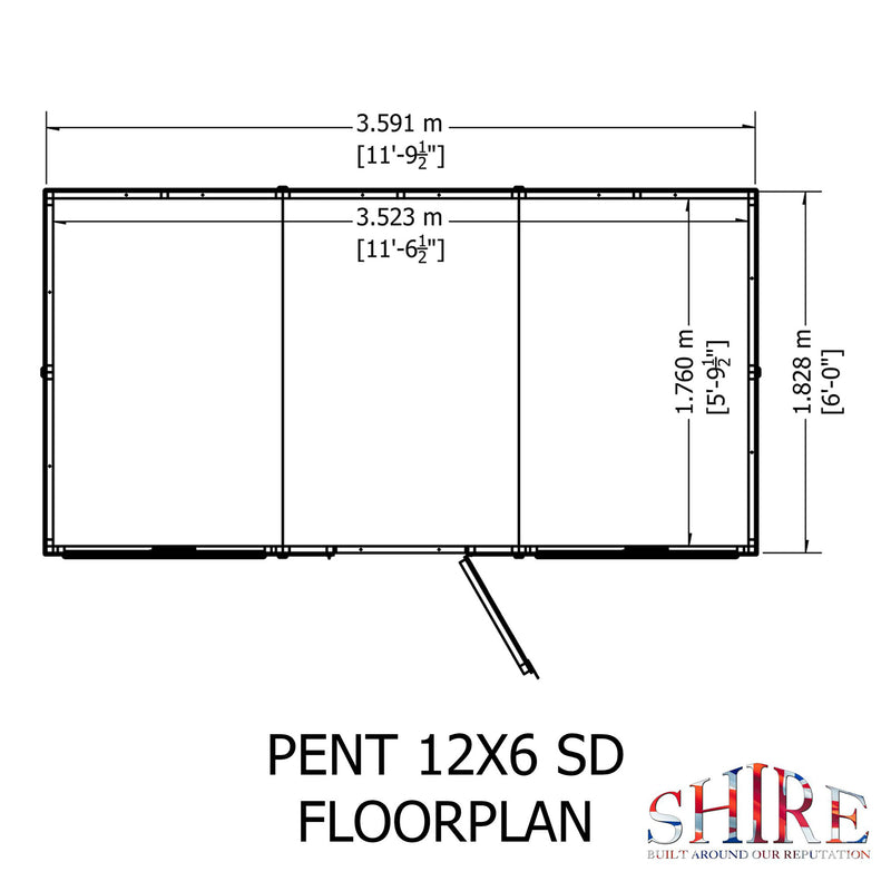 Pent 12 X 6 Shiplap Shed