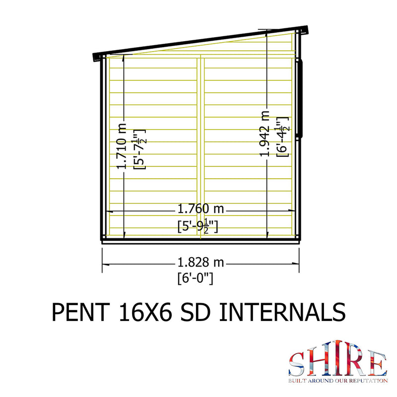 Pent 16 X 6 Shiplap Shed