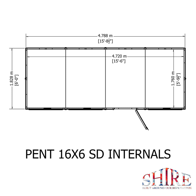 Pent 16 X 6 Shiplap Shed