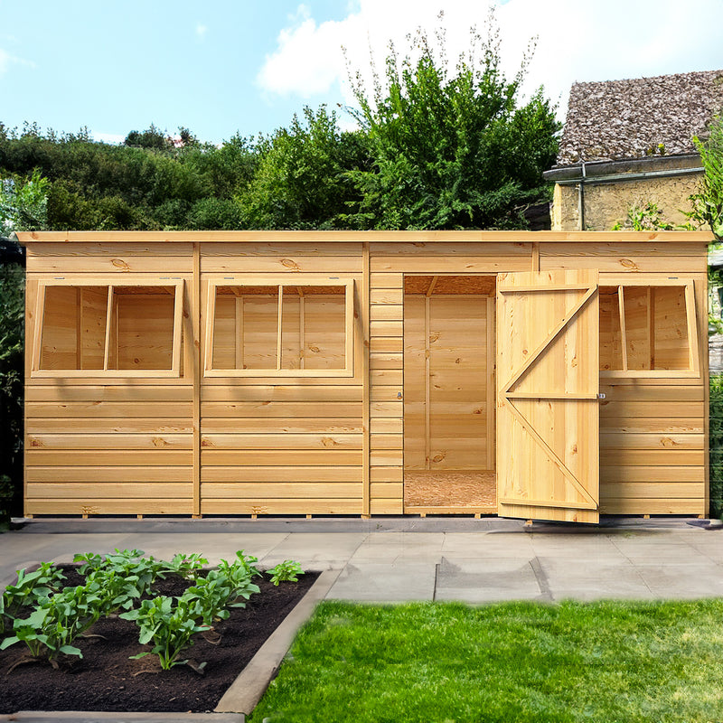 Pent 16 X 6 Shiplap Shed