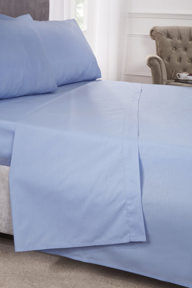 180 Thread Count Percale Fitted Sheet in Blue